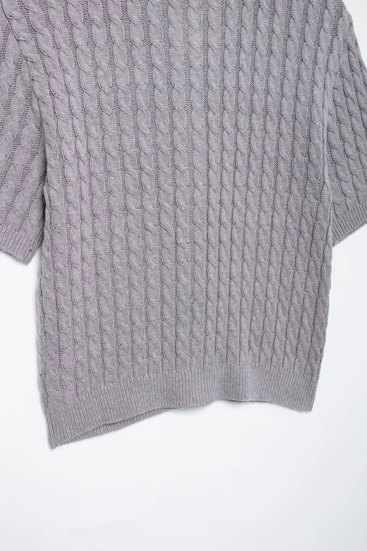 Solid Color Short Sleeve Streetwear Knitted Polyester Women's Sweater with Single Breasted Design