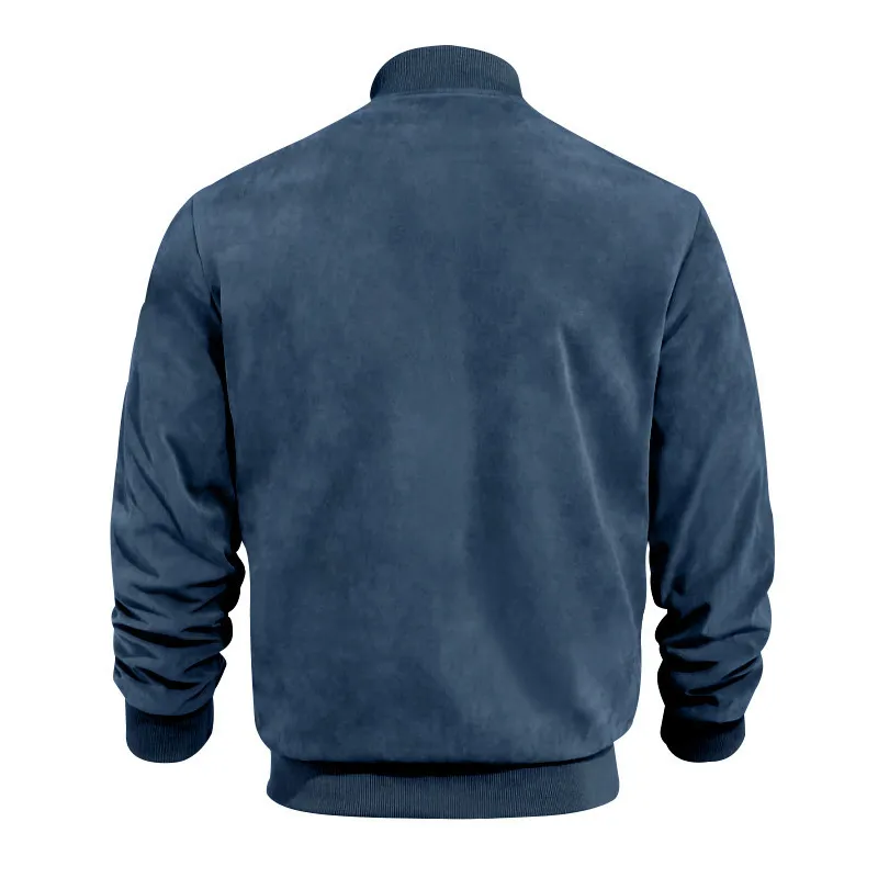 Men's Punk Solid Color Cotton Jacket Featuring Zipper Placket Outerwear