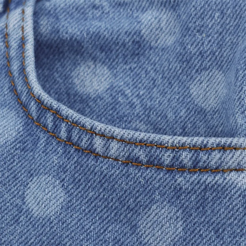 Casual Full Length Polka Dots Jeans for Women in Denim Cotton with Micro-Elastic, Perfect for Summer