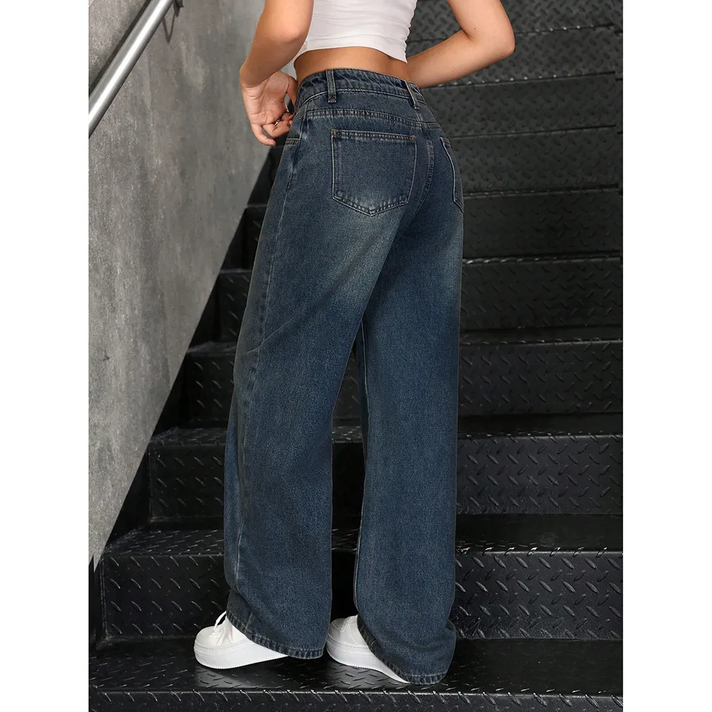 Women's Casual Full Length Denim Cotton Jeans with Micro-Elastic Stretch for Street Wear