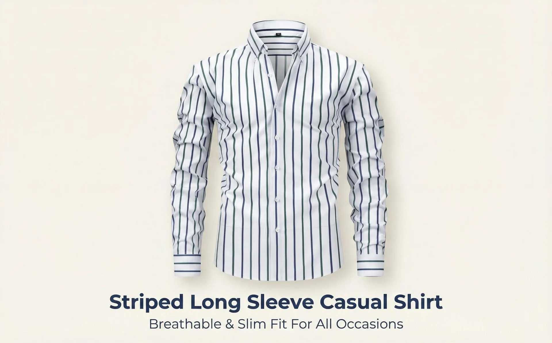 Stripe Casual Long Sleeve Men's Shirt with Printing in 4-Way Stretch Fabric featuring Lapel Collar