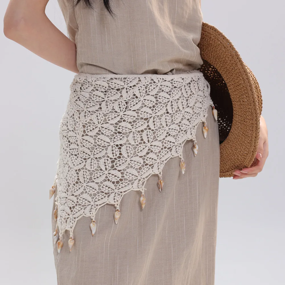 Plaid Cotton Skirt with Belt Featuring Irregular Skirt Design for Spring and Summer