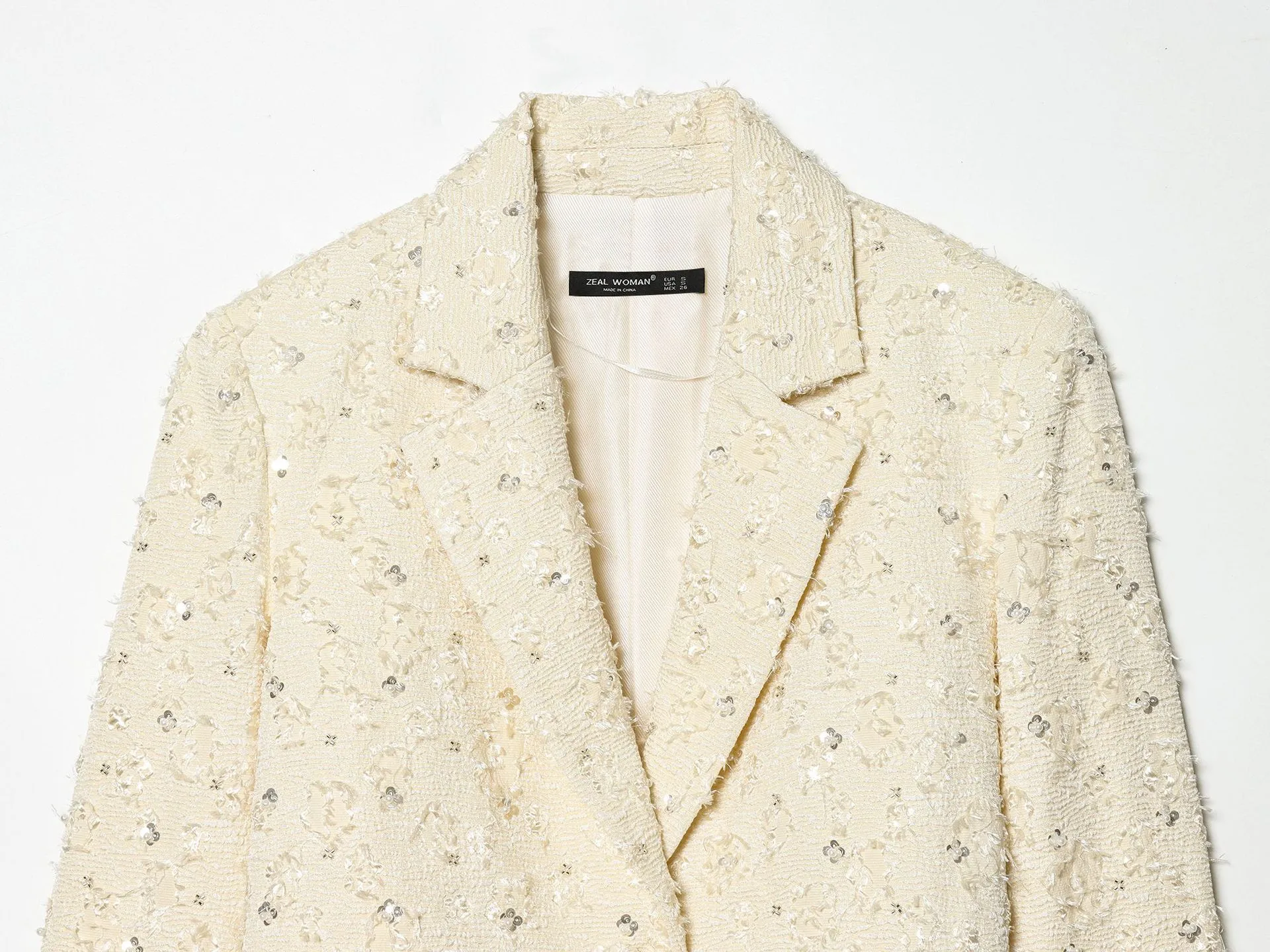 Elegant Long Sleeve Polyester Blazer with V Neck and Regular Sleeve Style