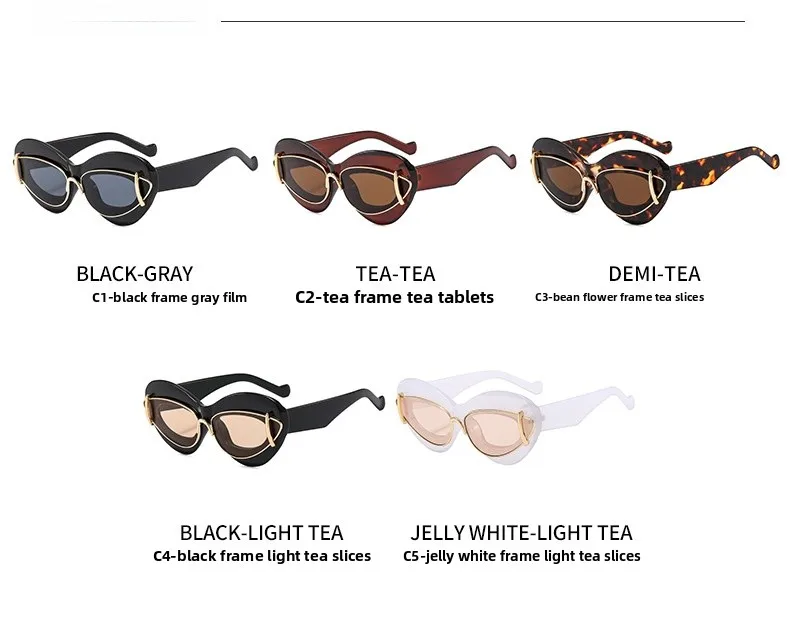 Women’s Cat Eye Full Frame Sunglasses with PC Lens Material in Dyed Black, Perfect for Summer