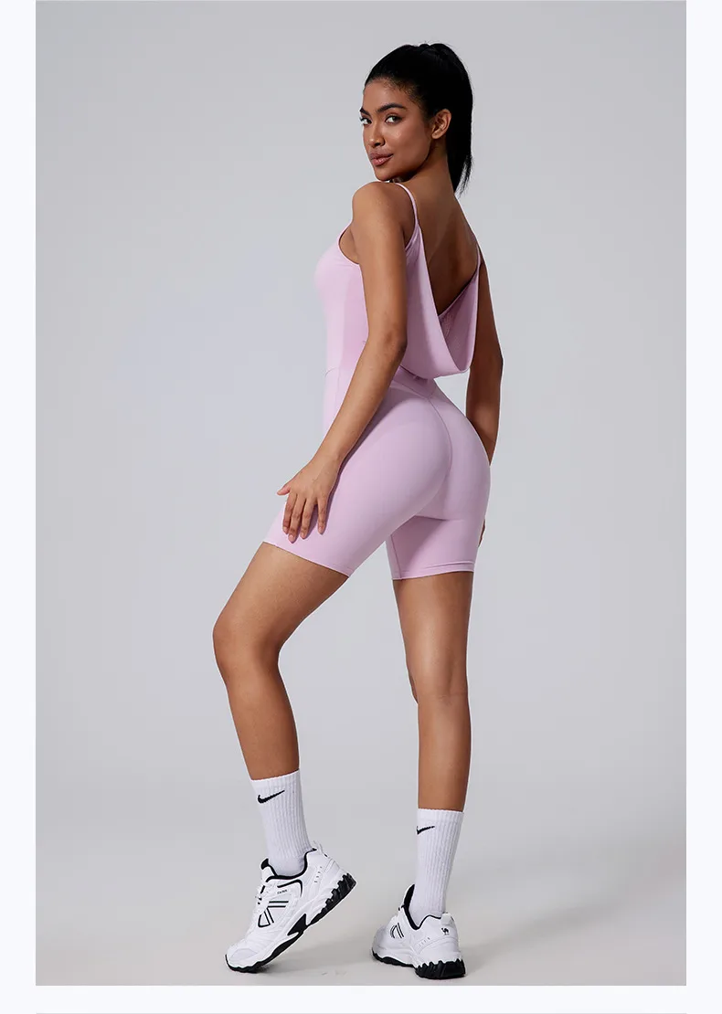 Sport Yoga Teddies for Women in Stretchy Nylon Fabric with Backless Design, Perfect for Summer