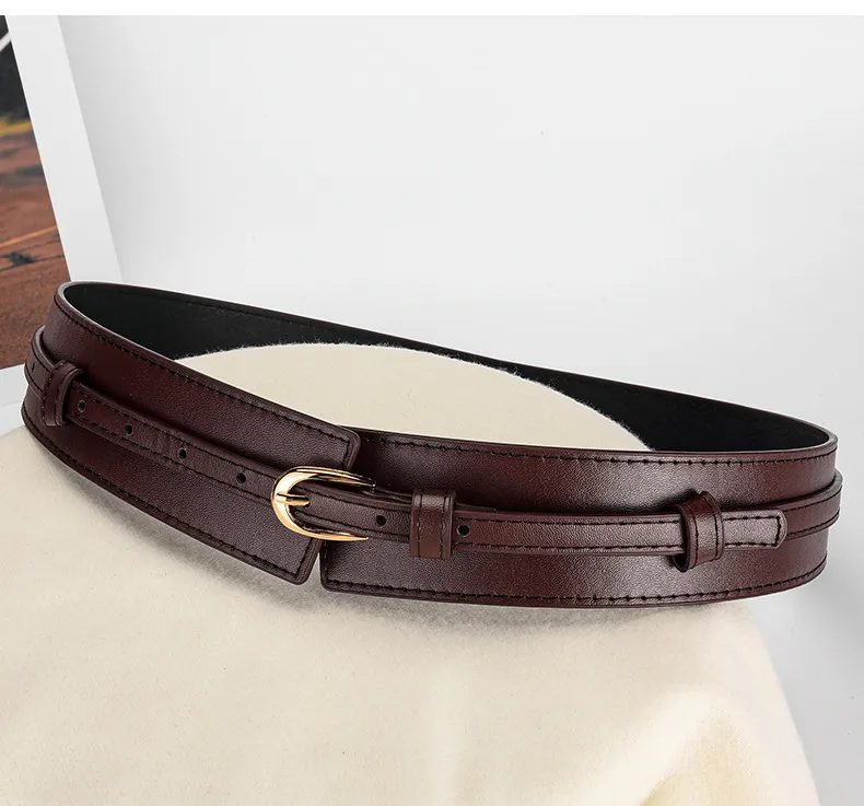 Women's Business PU Leather Belt with Alloy Buckle in Black Brown Coffee
