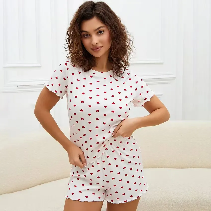 Women's Retro Polyester Pajama Set for Summer Casual Wear