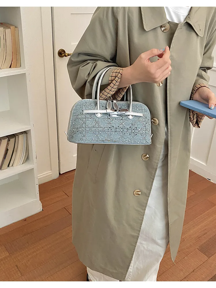 Adult Denim Shell Crossbody Bag for Women with Sling Strap, Suitable for All Seasons
