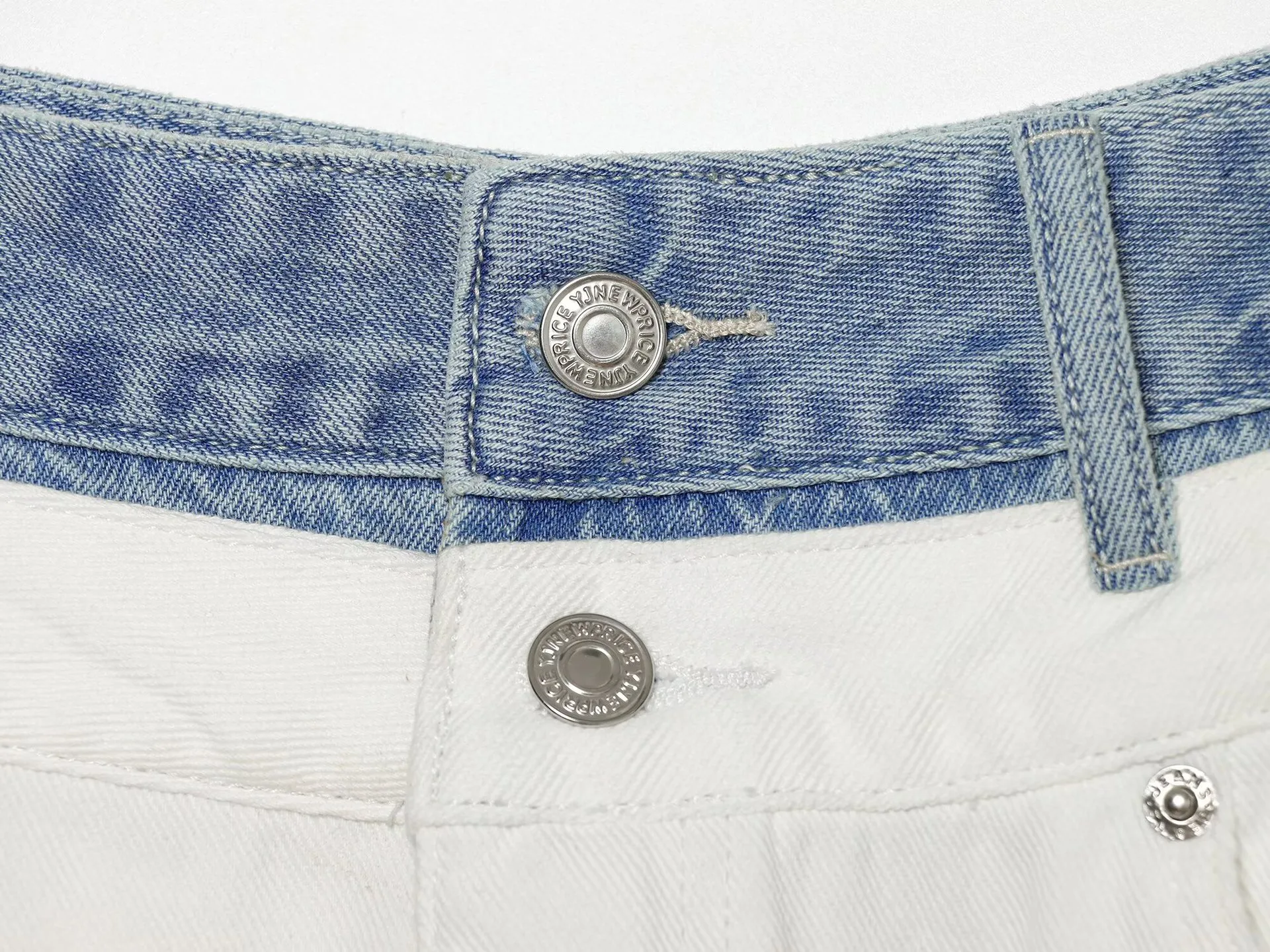 Color Block Full Length Jeans for Women in Casual Street Style featuring Polyester Fabric with Patchwork Design