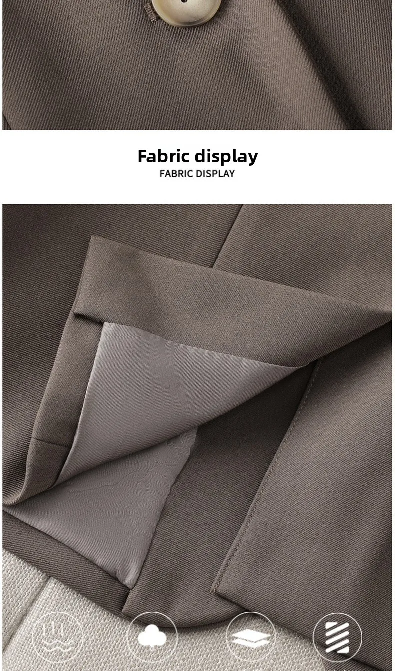 Elegant Long Sleeve Solid Color Polyester Blazer Featuring Pocket and Single Breasted Design