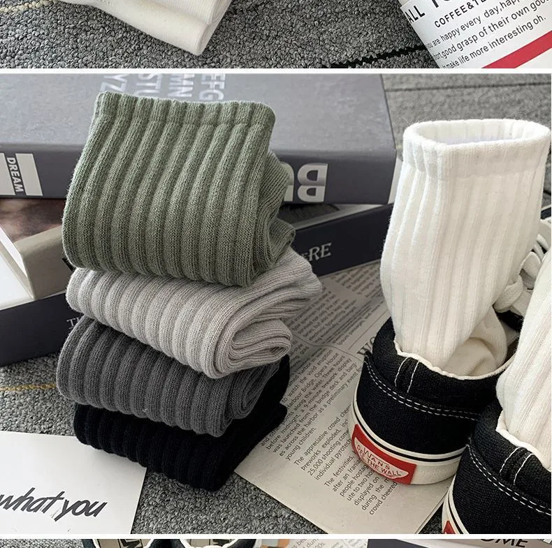 Zhuji socks men's winter men's stockings black and white autumn and winter stockings deodorant sweat-absorbent breathable sports fashionable socks