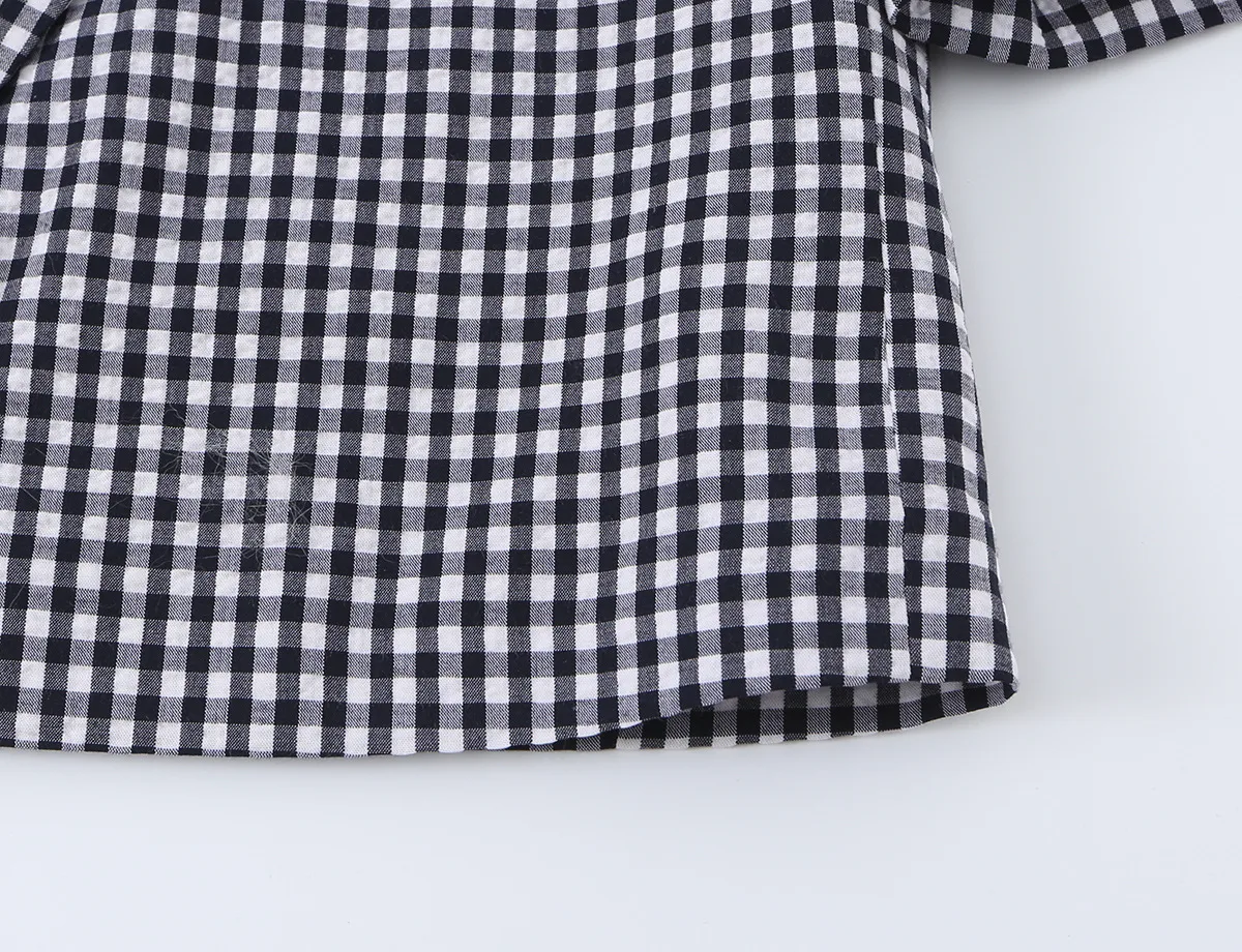 Casual Plaid Pant Co-ord Set in Polyester with Half Sleeve Regular Top and Knee Length Pants, 2 Pieces Set