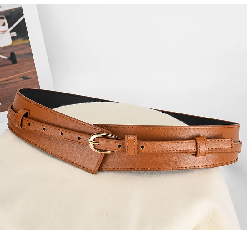 Women's Business PU Leather Belt with Alloy Buckle in Black Brown Coffee