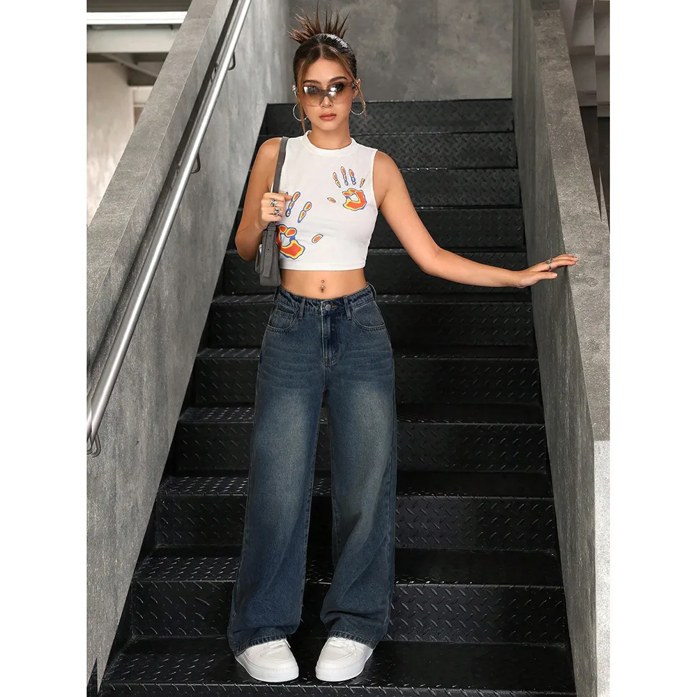 Women's Casual Full Length Denim Cotton Jeans with Micro-Elastic Stretch for Street Wear