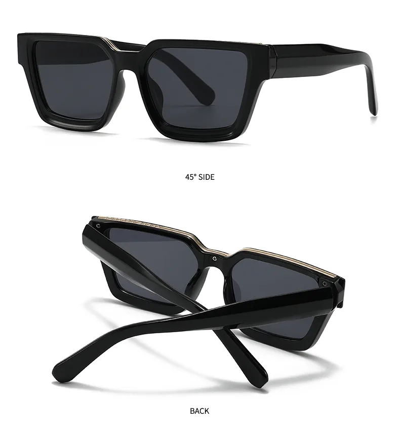 Unisex Full Frame Square Sunglasses Featuring PC Lens Material in Coffer, Ideal for All Seasons