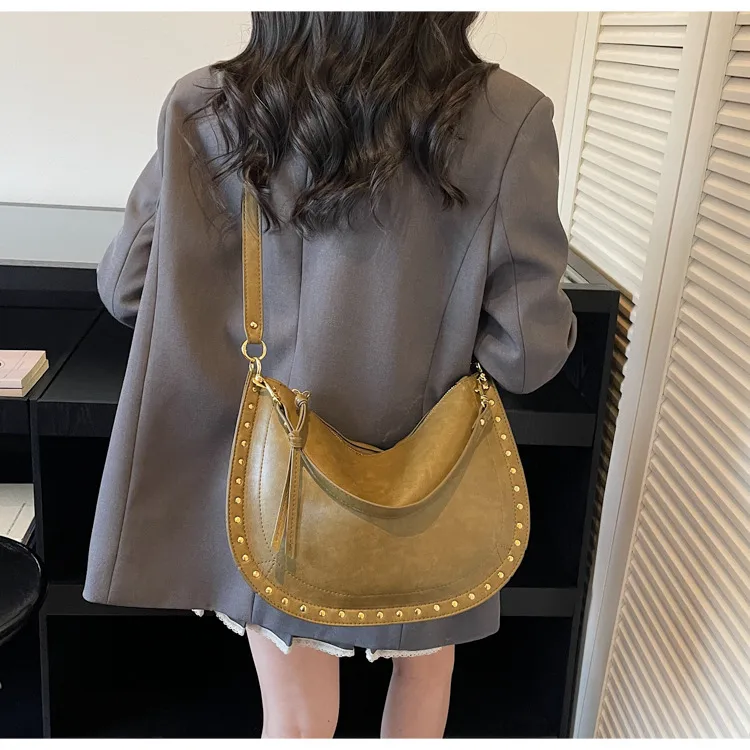Women’s Square Splicing Shoulder Bag in PU Leather with Sewing Thread Detail and Single Shoulder Strap