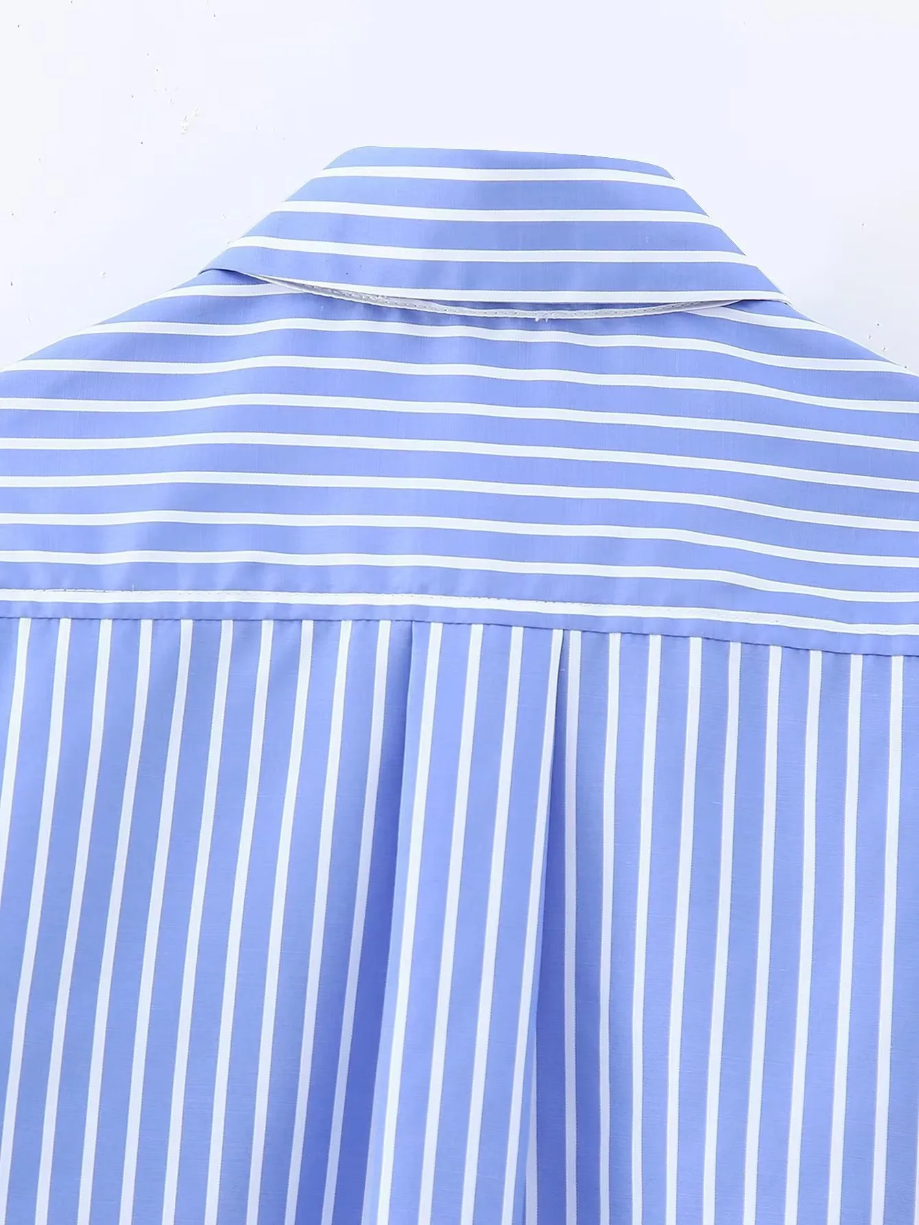Stripe Polyester Blouse with Lapel Collar and Single Breasted Closure, Streetwear Style Women's Shirt