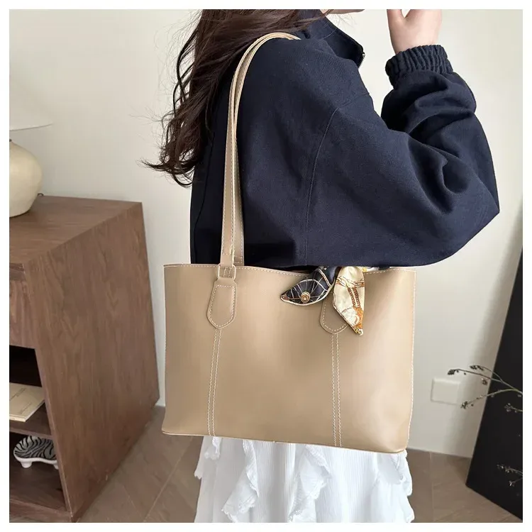 Medium Square Urban Minimalist PU Shoulder Bag with Zipper and Double Straps