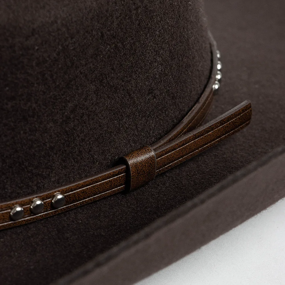 Casual Knitted Round Crown Cowboy Hat for Autumn