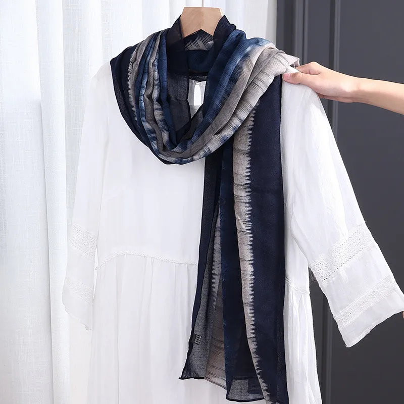Women’s Cotton Tie Dye Scarf in Grey and Pink, Perfect for Spring and Summer