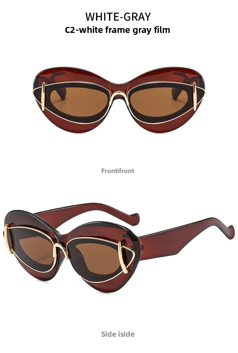 Women’s Cat Eye Full Frame Sunglasses with PC Lens Material in Dyed Black, Perfect for Summer