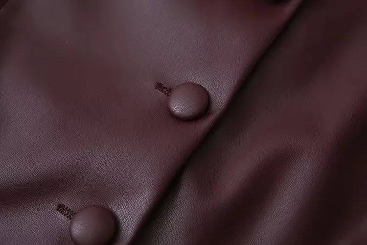 3D Print Streetwear Single Breasted Leather Jacket for Women in PU Fabric with Round Neck Design