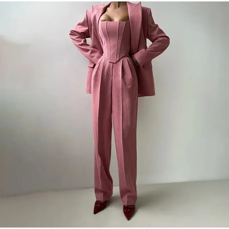 Elegant Solid Color Pant Co-ord Set in Polyester for Casual Wear, 3 Pieces Set with Long Regular Sleeves