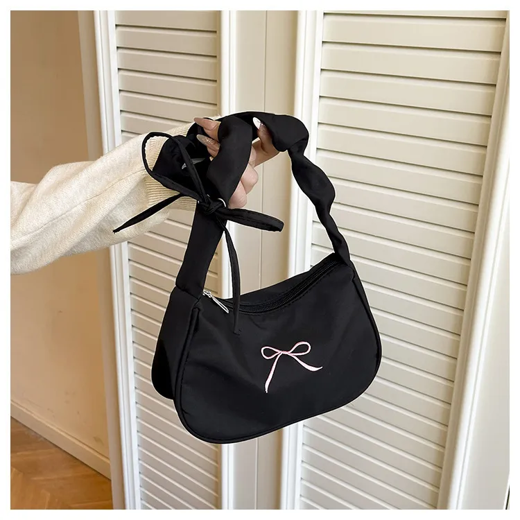 Square PU Underarm Bag for Women with Bowknot and Single Shoulder Strap