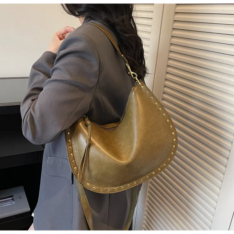 Women’s Square Splicing Shoulder Bag in PU Leather with Sewing Thread Detail and Single Shoulder Strap