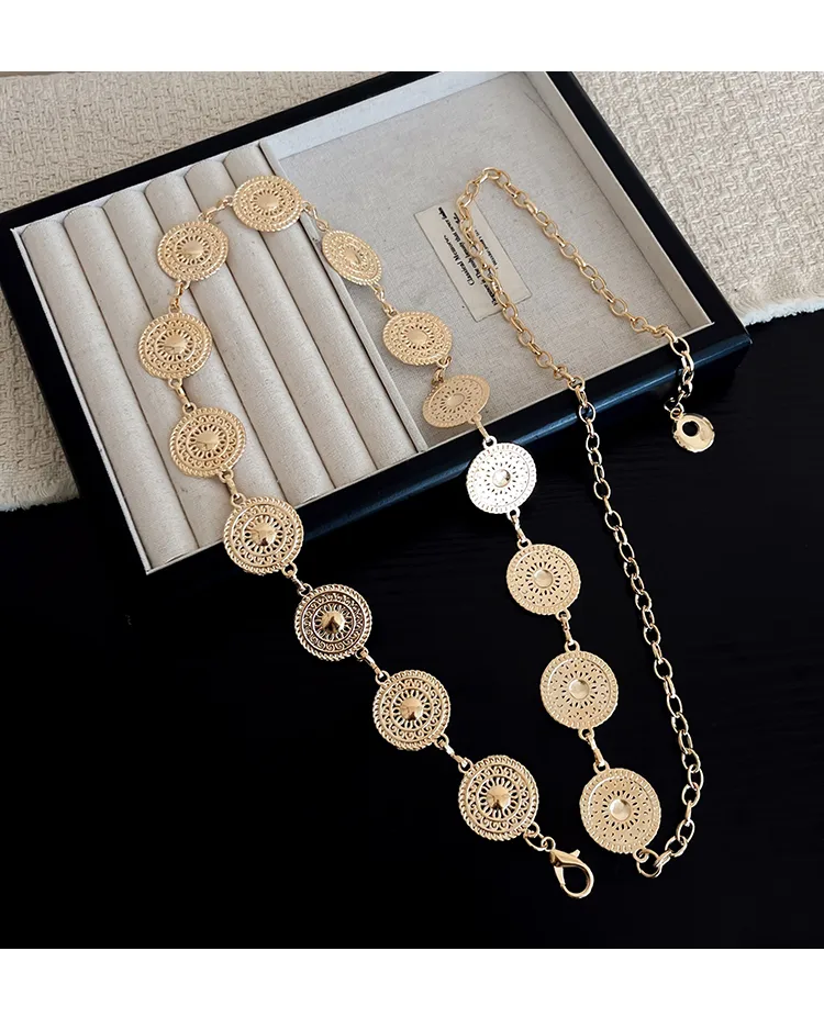 Bohemian Round Waist Chain for Women in Smooth Silver Metal Finish