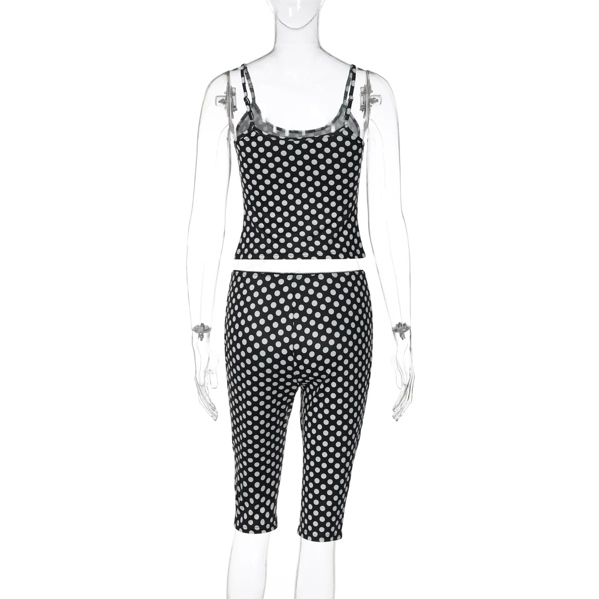 Casual Polka Dots Pant Co-ord Set with Printing, Sleeveless Design, Daily Wear in Elastane Fabric, 2 Pieces Set