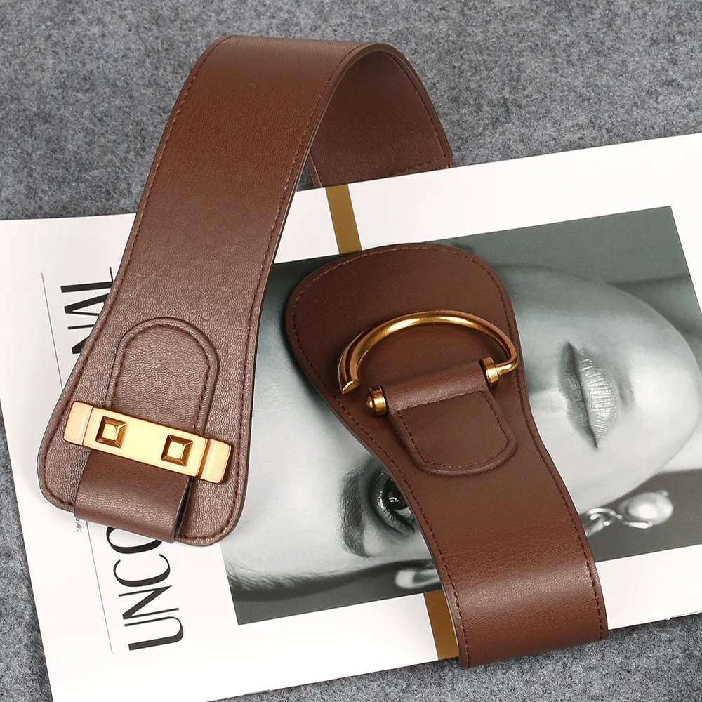 Wide Elastic Waist Belt with D-Ring Buckle for Women