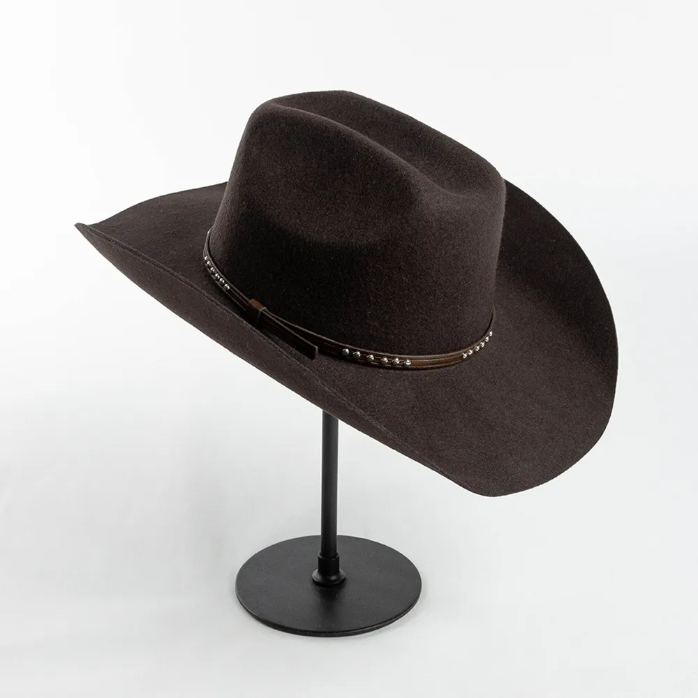 Casual Knitted Round Crown Cowboy Hat for Autumn