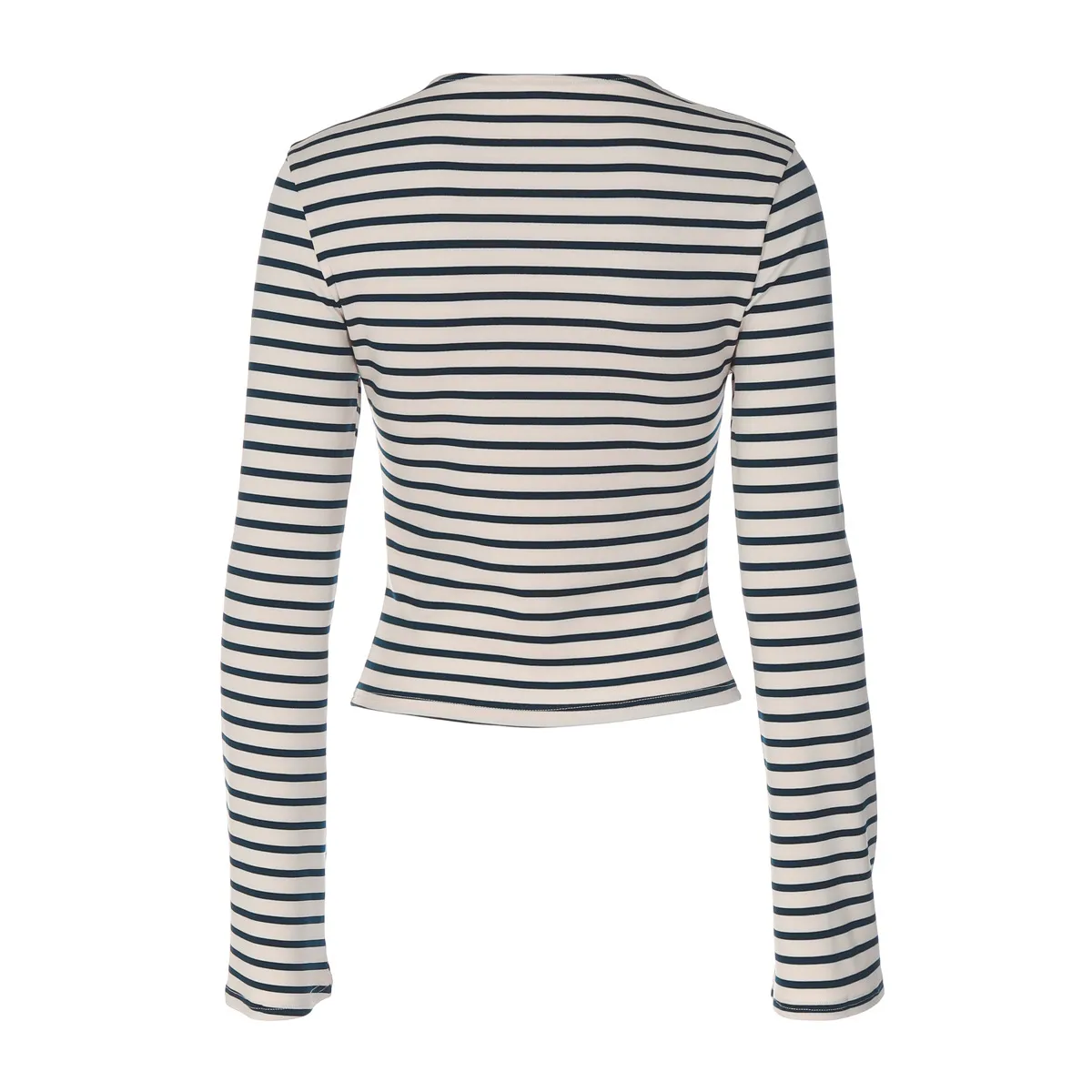 Long Sleeve Streetwear T-shirt for Women in Autumn featuring Elastane Fabric with Stripe Design