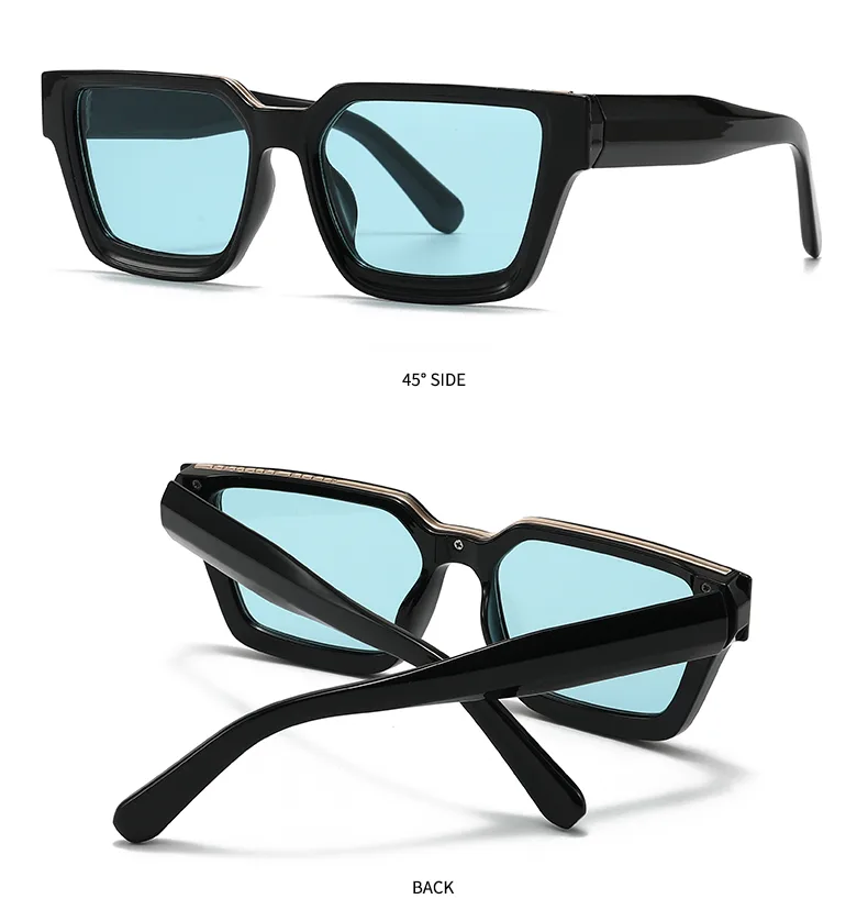 Unisex Full Frame Square Sunglasses Featuring PC Lens Material in Coffer, Ideal for All Seasons
