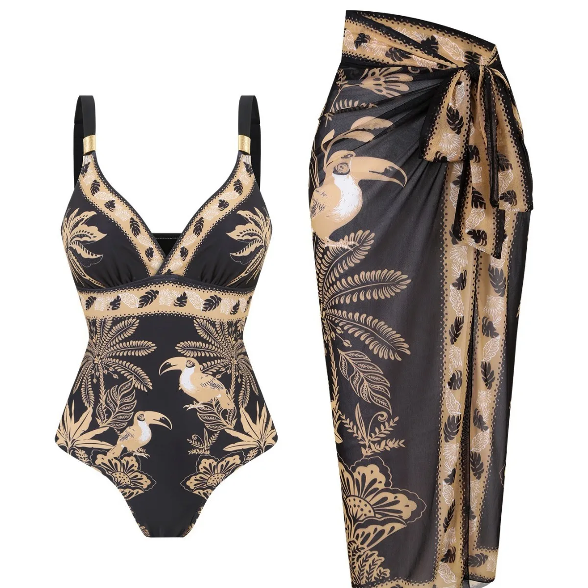 Women's One-piece Swimsuit in Polyester Fabric Featuring Printing, Perfect for Beach Wear