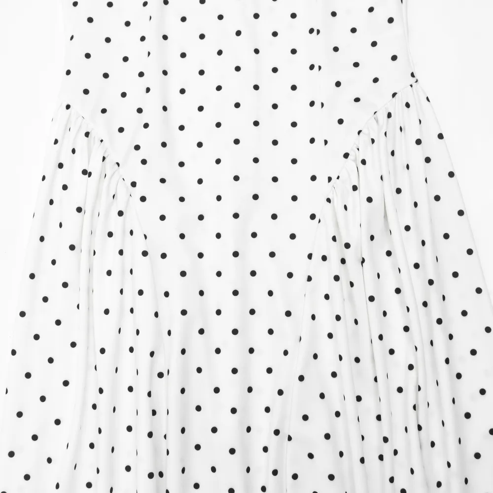 Classic Style Polka Dot Dress in Elastane Fabric Featuring Draped Design Maxi Long Dress