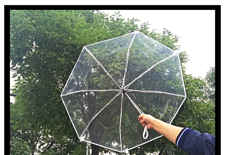 Umbrella transparent umbrella folding umbrella full-automatic transparent three-fold umbrella can print advertising logo advertising umbrella manufacturers supply