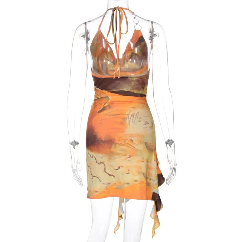 Sexy Color Block Sheath Dress with Halter Neck and Sleeveless Design, Made of Elastane, Perfect for Holiday