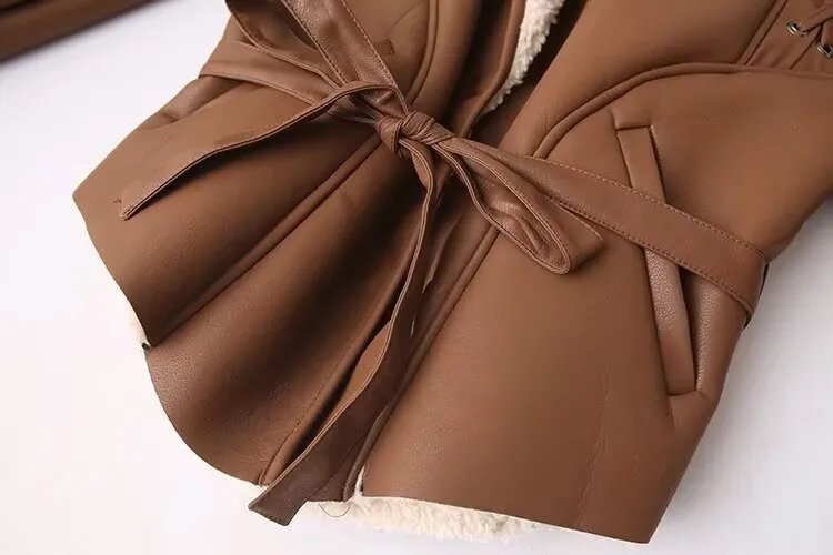 Women's Casual Solid Camel Polyester Long Sleeve Coat with Lapel Collar