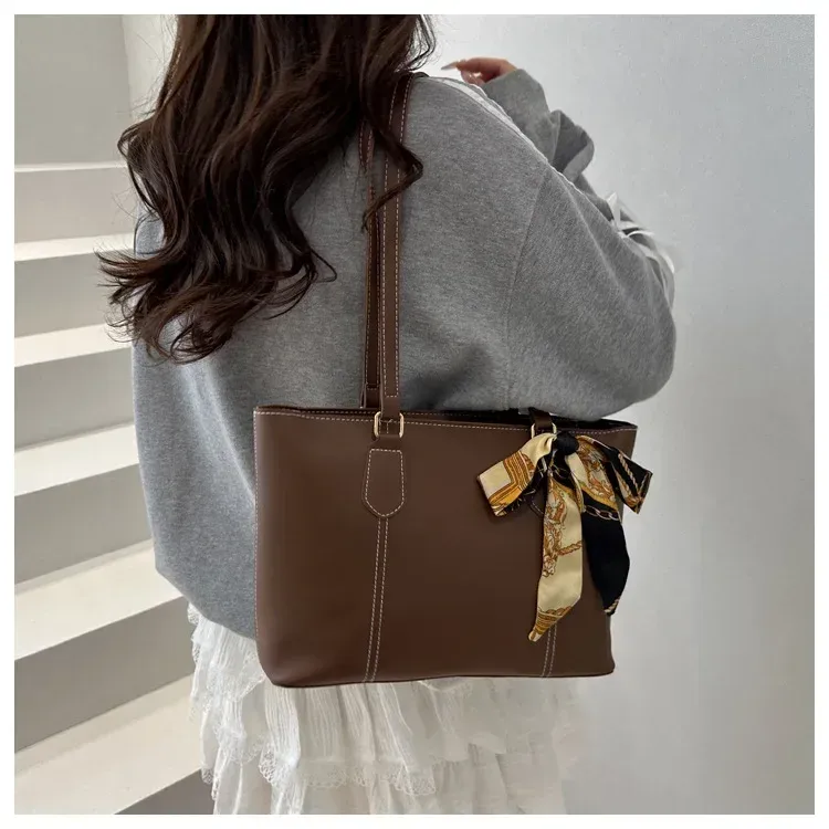 Medium Square Urban Minimalist PU Shoulder Bag with Zipper and Double Straps