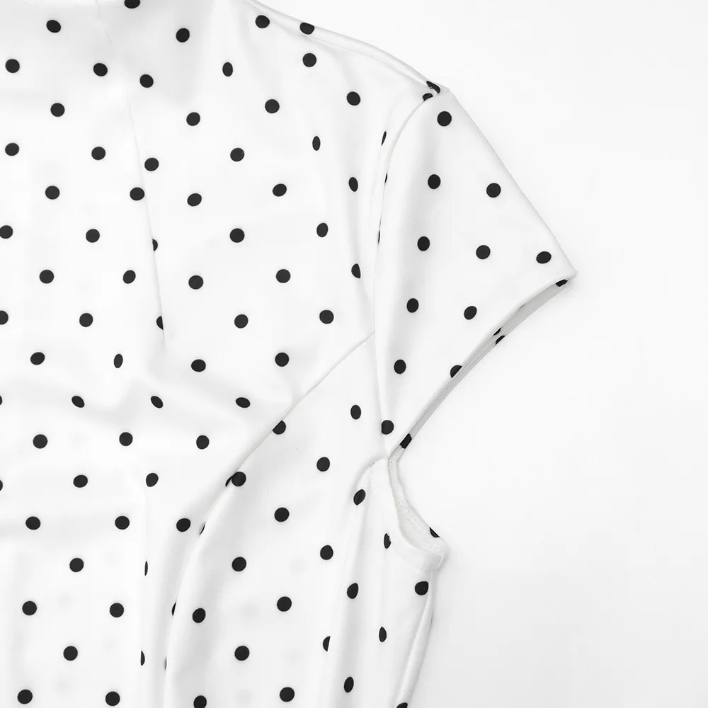 Classic Style Polka Dot Dress in Elastane Fabric Featuring Draped Design Maxi Long Dress