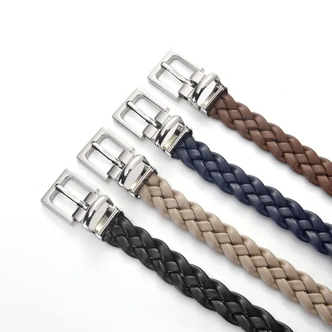 Women's Simple Modern PU Leather Belt with Alloy Buckle in Black Beige Pink Gold Coffee