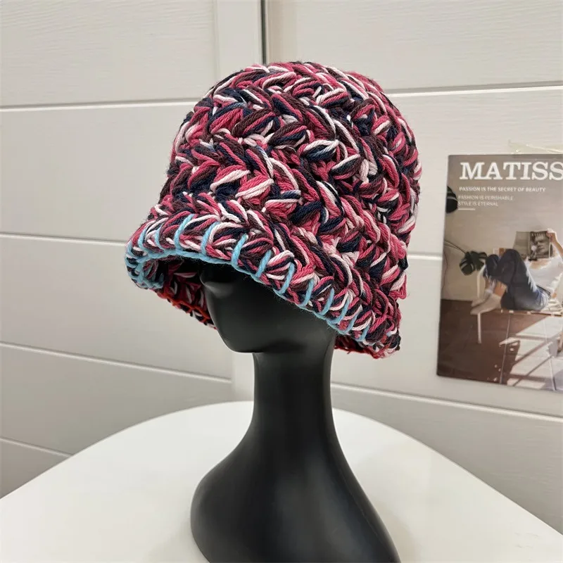 Korean Style Women's Winter Wool Bucket Hat with Ear Wrap Brim