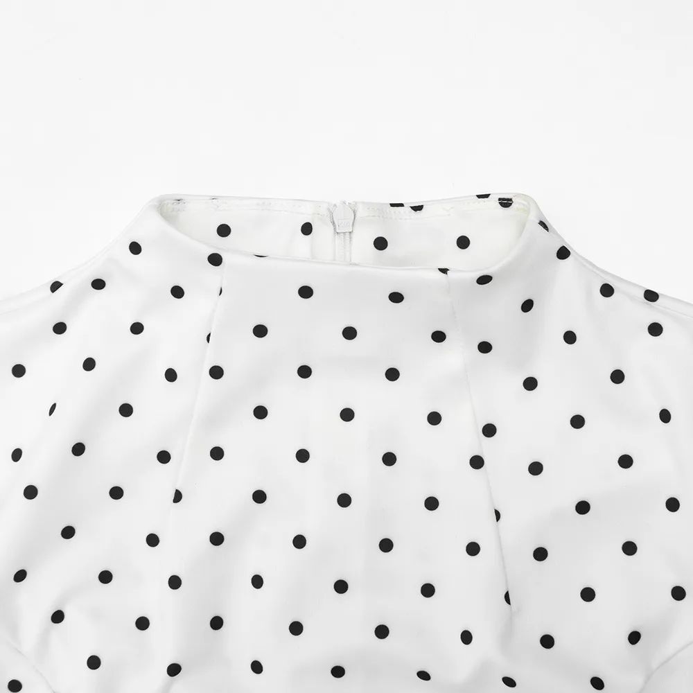Classic Style Polka Dot Dress in Elastane Fabric Featuring Draped Design Maxi Long Dress