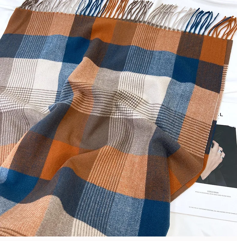 Women's Casual Simple Style Streetwear Lattice Imitation cashmere Tassel Scarf