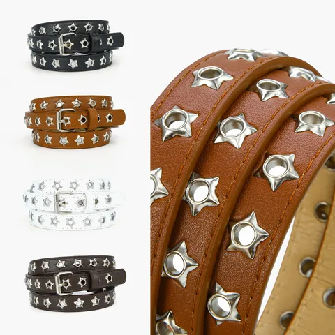 Women's Simple Modern PU Leather Belt with Alloy Buckle in Black Beige Pink Gold Coffee