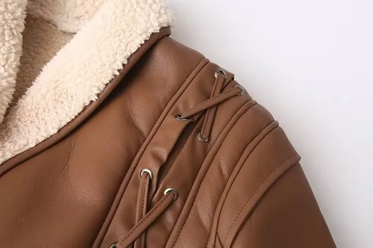 Women's Casual Solid Camel Polyester Long Sleeve Coat with Lapel Collar