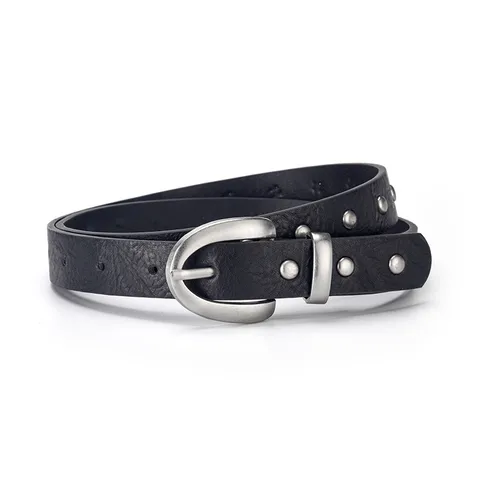 Women's Simple Modern PU Leather Belt with Alloy Buckle in Black Beige Pink Gold Coffee