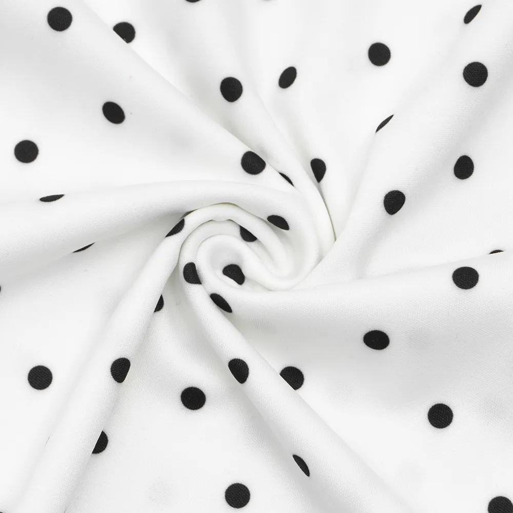 Classic Style Polka Dot Dress in Elastane Fabric Featuring Draped Design Maxi Long Dress